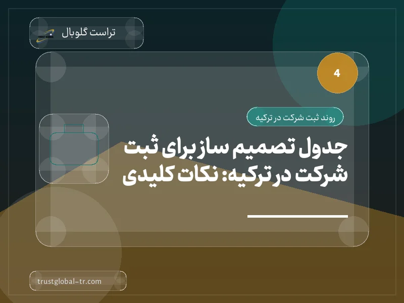 جدول تصمیم ساز برای ثبت شرکت در ترکیه: نکات کلیدی جدول تصمیم ساز برای ثبت شرکت در ترکیه: نکات کلیدی